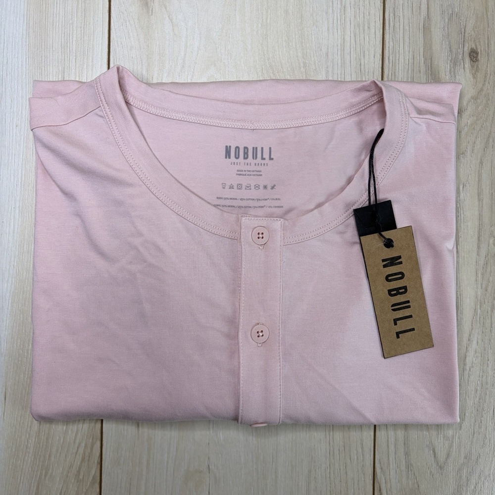 NEW Nobull Henley T Shirt Mens XL Pink Long Sleeve